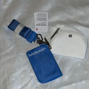 Lululemon Blue and White Accessory Dual pouch wristlet.  Poolside blue and white